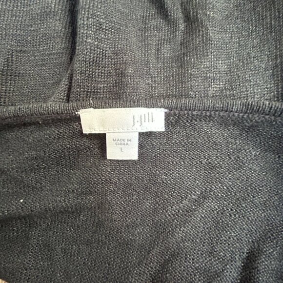 J. Jill Womens Black & Beige Aztec Knit Sweater Large Linen Blend 3/4 Sleeve - Picture 3 of 8